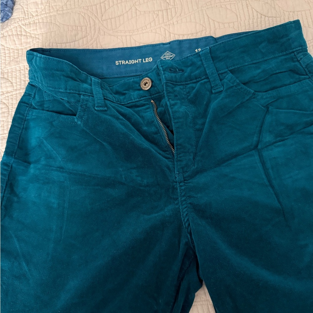 NWOT Corduroy St John’s Bay straight-leg ladies pants Sz 12 teal blue turquoise - Picture 4 of 8